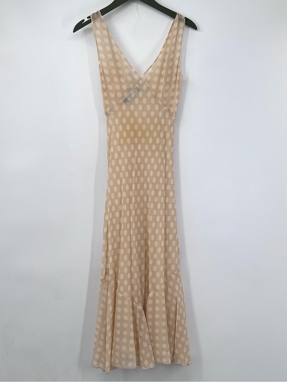 Realisation Part Silk Beige Polka Dot V-Neck Slip Dress Dress Cleo dress Honey - Picture 4 of 11